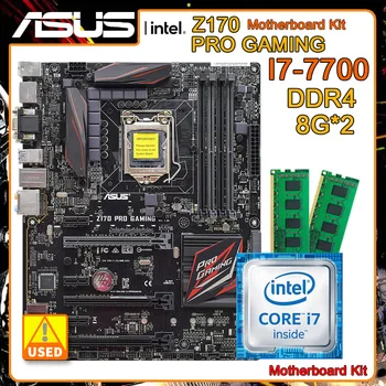 LGA 1151 Plokštė rinkinys ASUS Z170 PRO ŽAIDIMŲ su Core I7 7700 cpu + 2x DDR4 8g RAM intel Z170 USB3.1 M. ir 2 PCI-E 3.0 ATX