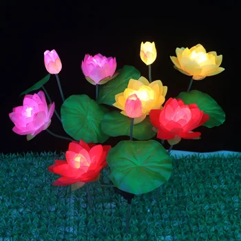 Saulės LED Lotus Šviesos Gėlių Pumpurų Lempos Vandeniui Lauko Sodo Dekoro Kiemas, Rakinama Vejos Kieme Kraštovaizdžio Saulė LED Lempos, Apdaila