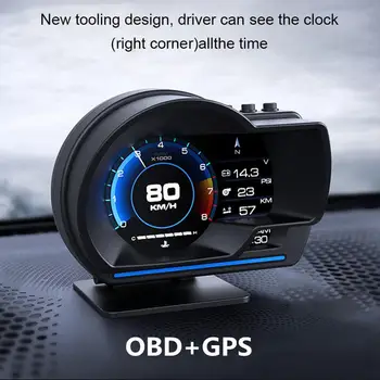 AP-6 Universaliųjų Automobilių HUD OBD + GPS Head-up Display Intelligent LCD Priemonės