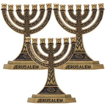 3pcs Religijos 7 Šakų Žvakidė Papuošalai Žydų Žvakidė 7-rankos Turėtojas Decors