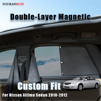 Custom Black Dvigubo Sluoksnio Magnetinio Anti-UV apsauga nuo saulės Ir Šilumos Izoliacija Automobilių skėtį nuo saulės Uždanga Nissan Altima Sedanas 2010-2012 m.