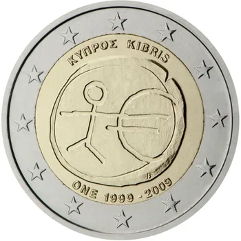 Kipras 2009 m. 10-Osioms Ekonominės ir Pinigų Sąjungos, Euro 2 Bimetalinė Proginės Monetos UNC Originalas