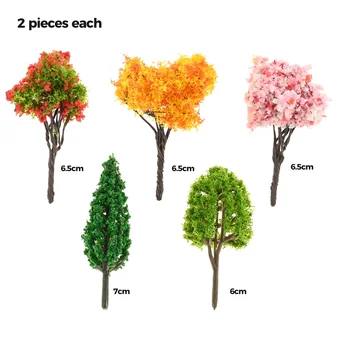 10 Vnt Mišrios Plastikinės Modelis Medis, Gėlė, Medis Modelis Pušies Medžio Plastiko 