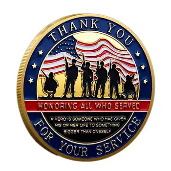 Dėkojame Už Jūsų Paslaugoms Monetos Veteranas, Kolekcines, Monetas, Pagarbos, Lojalumo Pareiga Kario Dvasia Garbės Medaliai Dovana Kariai