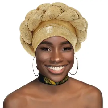 Afrikos Modelis Headwrap Skrybėlės Moterims iš Anksto Susieta Afrikinio Dizaineris Kepuraitės Turbaną Mazgas Aso Oke Africaine Turbante Auto Gele
