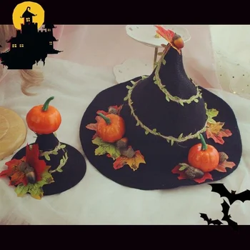 Rankų darbo Helovinas Moliūgų Pasakos Wizard Hat Juodoji Magija Skrybėlę Lolita Mažų Objektų COS Stebuklas Priedai