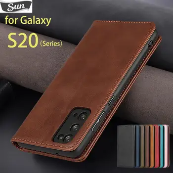 Odinis dėklas, skirtas Samsung Galaxy S20 Ultra / S20 FE S20+ 5G Dėklas traukos Flip Cover Atveju Piniginės Krepšiai Fundas Coque