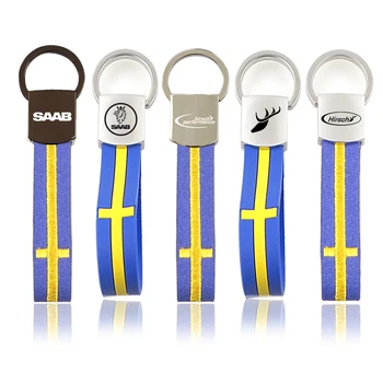 UŽ Alcantara odos pagrindiniai grandinės švedijos vėliava Automobilių oda paketų prižiūrėtojų raktinę Už Saab 93 94 95 99 900S 9000 Hirsch 93X 94X 95X 97X aero 97