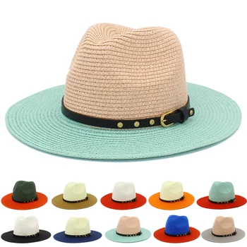 Šiaudų Skrybėlę Fedora Skrybėlės Trilby Kepurės Šiaudų Panama Vasaros Fedoras Džiazo Skrybėlę Kvėpuojantis Mados Derby Vasaros Odos Diržas Sunhat Bžūp