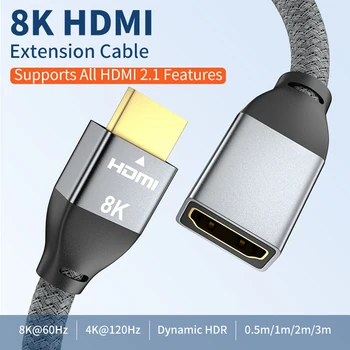 HDMI 2.1 ilgiklis 8K 4K HDMI Extender Laido 3.3 Ft HDM Vyrų ir Moterų Adapteris Jungtis, Skirta HDTV Monitorius, Projektorius,