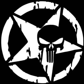 Punisher skeletas Pentagram asmenybės 3D atsparus vandeniui automobilių lipdukas tinka PVC automobilio duris, asmenybės įdomių Decal