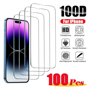 100VNT 9H Grūdintas Stiklas iPhone 11 12 13 14 Pro Max 7 8 Plius Screen Protector, iPhone XS Max X XR 12mini Apsauginis Stiklas