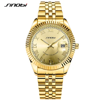 SINOBI Lediniame Iš Laikrodžių Vyrams Prabanga Aukso Visą Mens Diamond Kvarciniai Laikrodžiai Laisvalaikio Kalendorius Laikrodis Geriausiai parduodamas Produktas