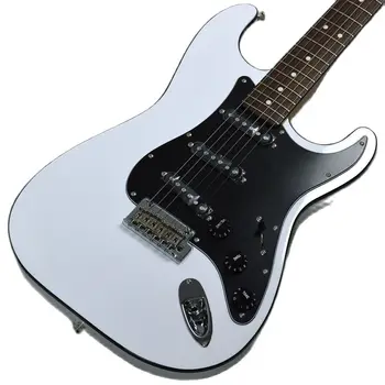 Baltos spalvos elektrinė gitara, juoda apsiūti karšto naujas fabriko pritaikymas, 6 Stygos