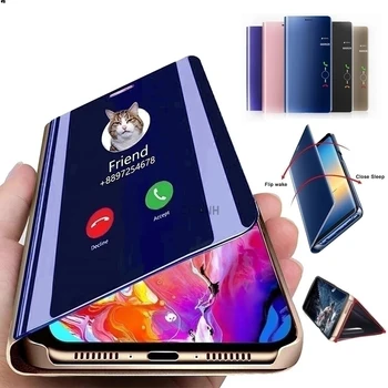 Smart Veidrodis, Flip Case For Samsung Galaxy Note 20 10 9 8 A51 A71 A81 A91 A50 A70 S10 S20 S8 S9 Plus Pro M40s M60s M80s A31 Dangtis