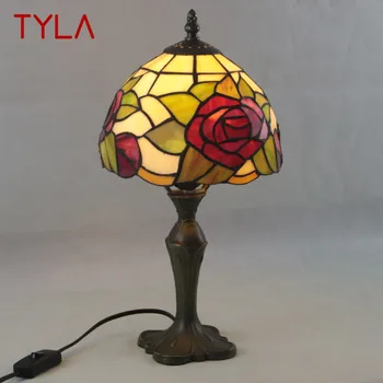 TYLA Tiffany Stalo Lempa LED Kūrybos Šiuolaikinės Gėlės Stiklo Naktiniai staleliai, Stalas Šviesos Dekoro Namų Kambarį Viešbutyje Miegamasis
