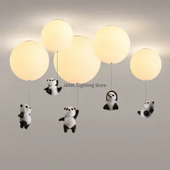 Dizaineris Panda Bear Pakabukas Žibintas skirtas Vaikų Animacinių filmų Balionas Lempos Šviesa Berniukų ir Mergaičių Miegamasis LED Dekoro Liustra