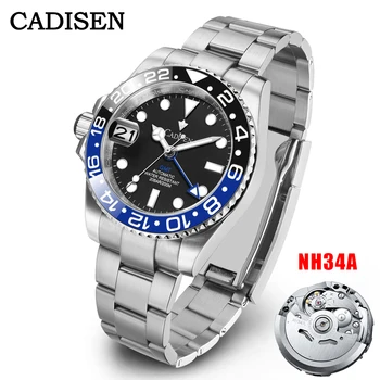 CADISEN 2023 Naujas GMT vyriški Laikrodžiai NH34A Mechaninis Automatinis laikrodis Vyrams AR Safyras Veidrodis Sporto Vandeniui Šviesos Laikrodis