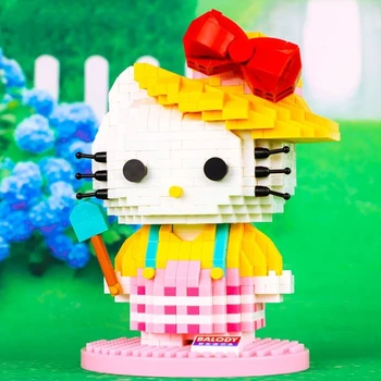 Sanrio Blokai Mielas Hello Kitty Mažų Dalelių Įspūdį Surinkimo Modelis Žaislų Mados Apdailos Kūrybos Dovana Aplinkinių