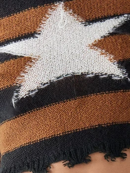 Moteriški Star Megztinis ilgomis Rankovėmis Įgulos Kaklo Įrengtas Viršūnes Puloveris Megztiniai Megztinis Kabelių Megzti Vintage Megztinis