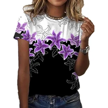 2023 nove letnie damskie T-shirty 3d z modnym nadrukiem Gatvės Atsitiktinis z krótkim rękawem luźne góra wygodna odzież z koszulką