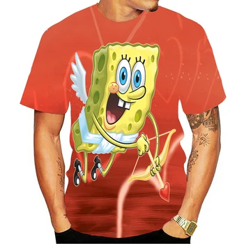 Animacinių filmų Sponge 3D Marškinėliai Berniukams, Mergaitėms 2023 Vasaros Vaikų Drabužių 3D Anime Medvilnės Bamblys Mergina Viršūnes Tee Berniukas Vaikiški marškinėliai