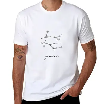 Naujas Dvyniai Zodiako Wildflower Constellation T-Shirt vyras drabužių tees sunkiasvoris t shirts mens t shirts pack