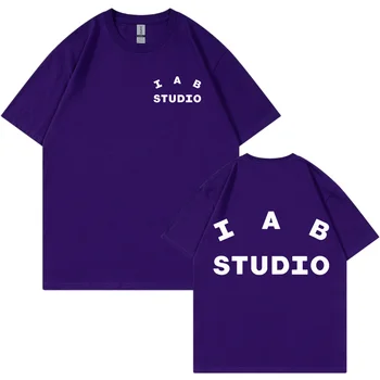 Vyrų Marškinėliai Hip-Hop Streetwear korėjos Kanji Harajuku IAB Studio T-Shirt 2023 Vasaros trumpomis Rankovėmis Viršuje Tee Medvilnės Negabaritinių Marškinėlius