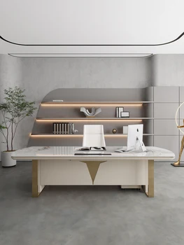 Modernus minimalistinis balta workbench, šviesos prabanga kompiuterio stalas, studijuoti kambarys, italų stiliaus namų integruota aukštos klasės baldai