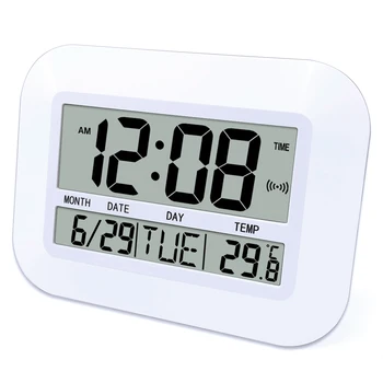 Skaitmeninis Sieninis Laikrodis su baterijomis, Paprastas, Didelis LCD Žadintuvas Temperatūra Kalendoriaus Datos Dieną, Home Office