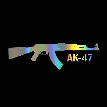 15X4.4CM KALAŠNIKOVAS AK-47 Animacinių filmų Ginklą, Automobilių Lipdukai ir Vinilo Lipdukai Automobilio stiliaus 3D Lipdukas Automobilių Lipdukas Juoda/Sidabrinė/Lazerinis