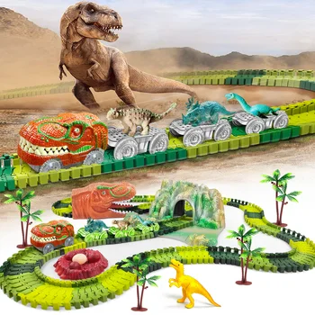 Dinozaurų Traukinio Žaislai, Sukurti Dinozaurų Pasaulio Kelių Lenktynių-Lankstūs Kelio Playset ,Dinozaurai Žaislai bolidą berniukas Mergaičių
