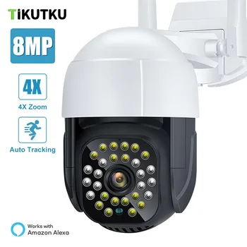 4K Saugumo Kameros 8MP WiFi Lauko Dome PTZ 5MP 4X Zoom H. 265 1080P HD VAIZDO Video Stebėjimo, IP Cam Auto Stebėjimo P2P ICsee