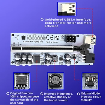 Kasybos PCIE Riser Adapteris Grafika Kortelės Pratęsimo PCI-E 1X iki 16X 13 LED Marquee