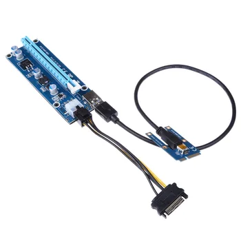 USB 3.0 PCI-E Express 1x to16x Extender Riser Card Adapteris SATA 6Pin Power