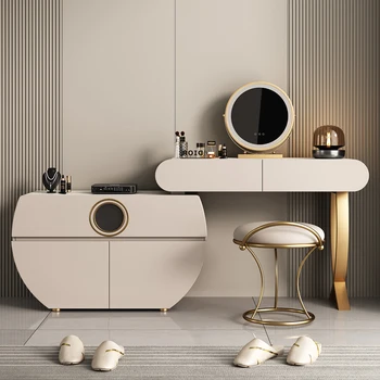 Tualetinis staliukas, miegamojo, minimalistinis modernus stalas, integruota tualetinis staliukas, šviesos prabanga roko valdybos tualetinis staliukas