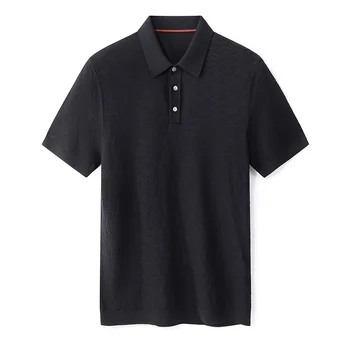 Klasikinis Vasaros Vyrų Verslo Atsitiktinis Trumpas rankovėmis Polo Marškinėliai Mulberry Šilko Megztos medžiagos, Minkštos Prabangos T-Shirt Vyrai Prekės