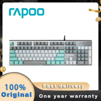 Rapoo V530 Apšvietimu, Mechaninė Laidinio Žaidimų Klaviatūra su Skiedra Velenas, Ice Blue Apšvietimo Sistemos, 104 Klavišai, Pilka