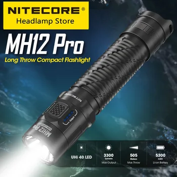 NITECORE MH12 Pro USB-C Įkraunama Kompaktiškas Žibintuvėlis 505 Metrų Taktinis Žibintuvėlis UHi 40 LED Šviesos 5300mAh 21700 Li-ion Baterija