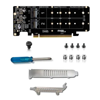 PCIE X16 M. 2 M-Key NVMEx4 SSD 2U Serverio Riser Card Dvipusis 4-Disko NVME RAID PCI-EX16 Padalinta Kortelės