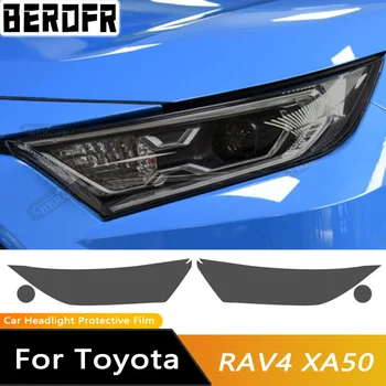 2vnt Automobilių Žibintų Apsauginės Plėvelės Wrap Priekinis Žibintas Skaidrus Dūmų Juodo Vinilo TPU Lipdukas Toyota RAV4 XA50 2019-Prieš 2022