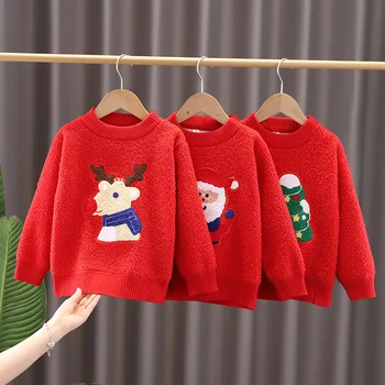 Žiemos tipo vaikų dėvėti vaikiški megztiniai berniukams, mergaitėms Kalėdų JY062SDK daugiau pridėti vilnos chalatą