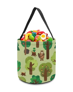 Animacinių Filmų Žalia Miško Gyvūnų Laikymo Krepšį Saldainių Kibirą Portable Home Saugojimo Krepšys Vaikams, Žaislai Trukdo Šalies Apdailos Reikmenys