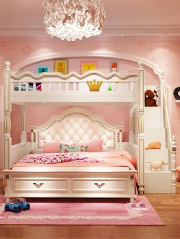 Viršutinės ir apatinės miegamosios vietos, aukštos ir žemos lovos, integruota lova su stalu ir spinta, mergaitė, princesės lova, išskirstytų vaikų furnitu