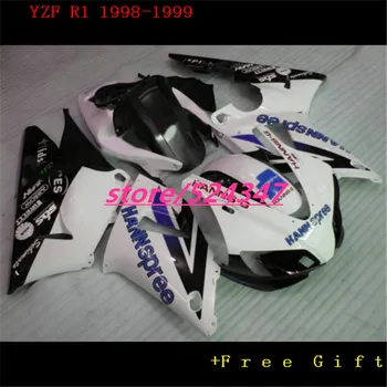 Ei-100% nauja lauktuvės komplektas tinka R1 1998 1999 YZF R1 juoda juoda balta ABS purvasargiai nustatyti YZF-R1 98 99 už Yamaha