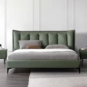 Nordic light prabangūs audiniai dvigulė lova technologija paprasta modernus miegamojo