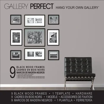 Galerija 9 Gabalas Juodos spalvos Nuotraukų Rėmelis Galerijos Sienos Komplektas su Dekoratyvinės Dailės Spaudiniai & Kabinti Šabloną Home Office Saugojimo Nuotrauką Di