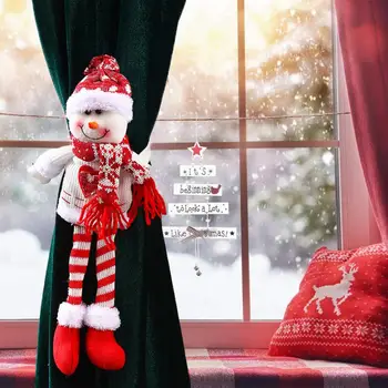 Kalėdų Užuolaidų bakų tvirtinimo Briedžių Santa Claus Sniego Megztos Lėlės Ilgas Kojas, Švenčių Kalėdų Ornamentu Užuolaidų Sagtis Namų Dekoro