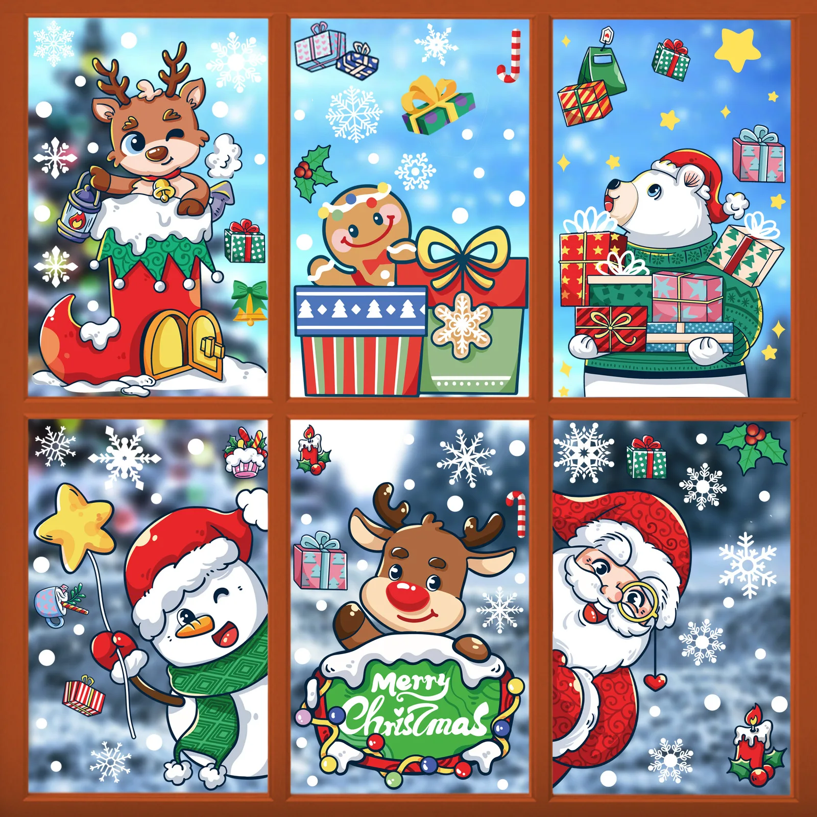 Kalėdų Snaigės Langą Lipdukai Linksmų Kalėdų Animacinių Filmų Kalėdų Senelis, Senis Besmegenis Briedžių Durų Stiklo Sienos Lipdukas Laimingų Naujųjų Metų 2024