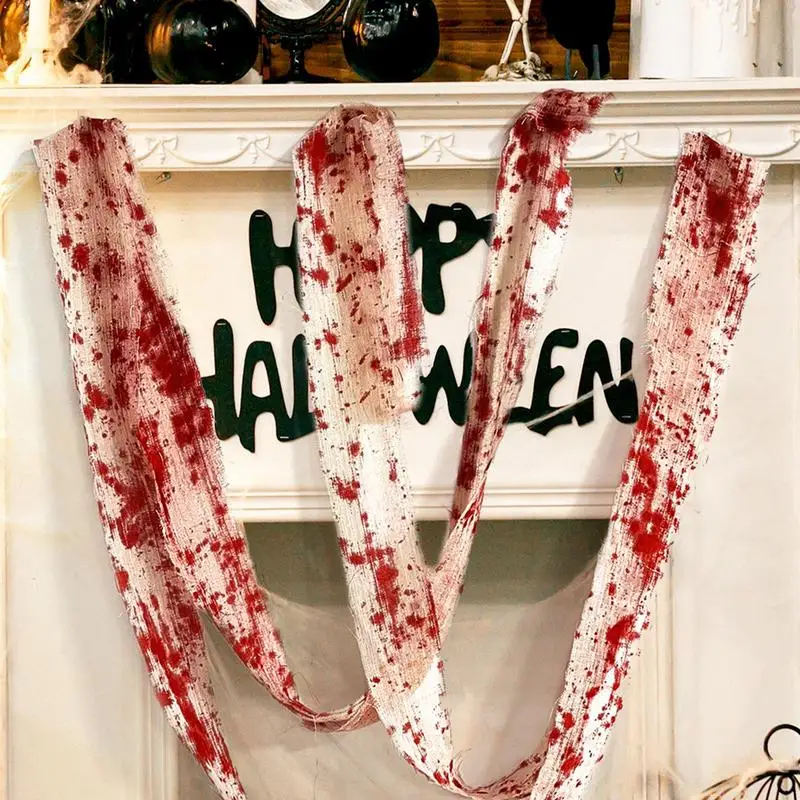 Raudona Creepy Medžiaga Siaubo Marlę Ir Kraujo Audinys Halloween Party Haunted House Dekoro Duris, Langą, Veidrodį, Sienos, Sukurti